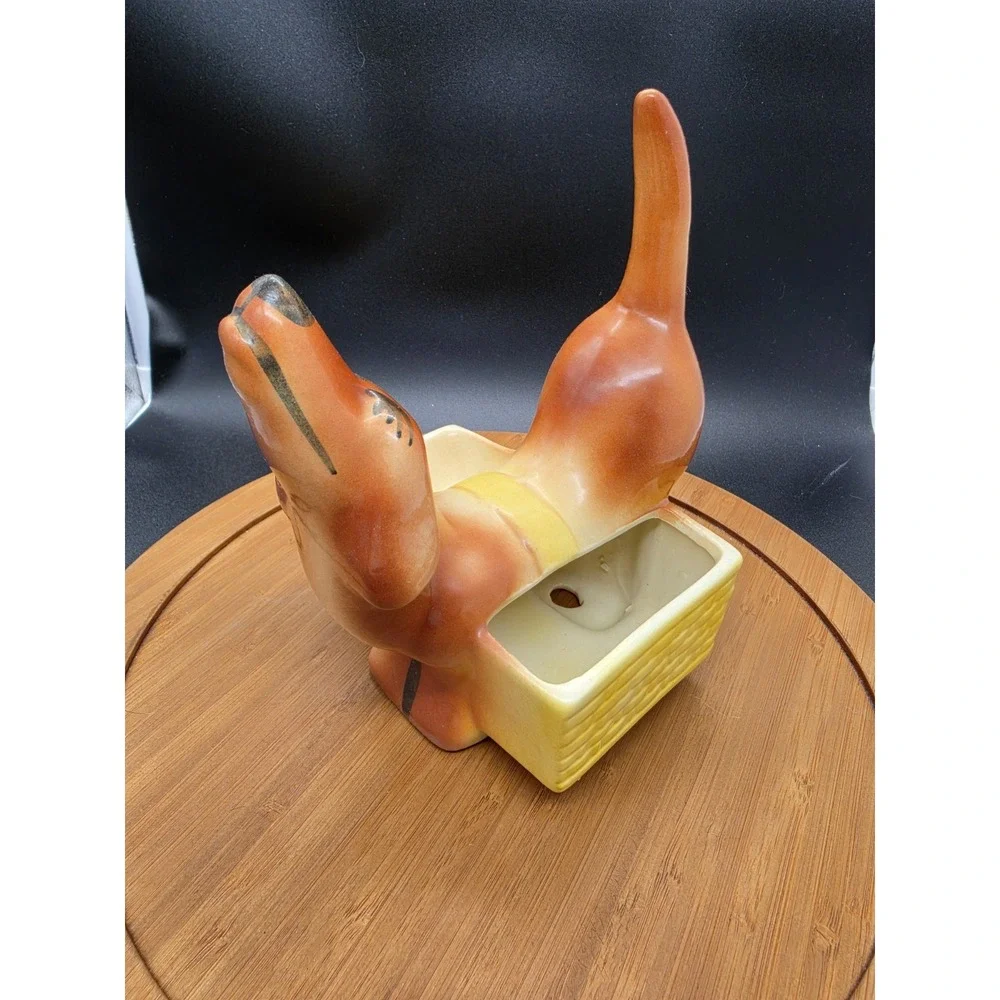 Vintage 1950's MCM Hirsch Rover Dachshund Ceramic Caddy Valet Succulent Planter
